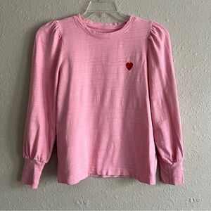 LOFT embroidered heart long sleeve blouse